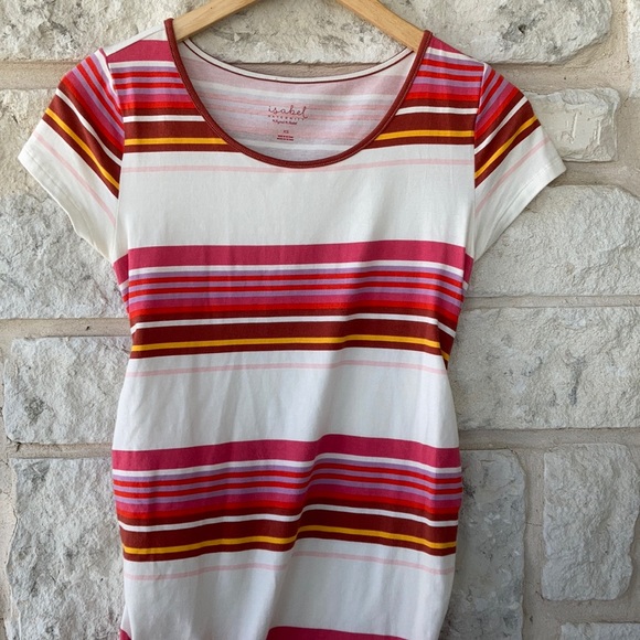 Isabel Maternity Striped White & Pink Dress - Picture 2 of 5